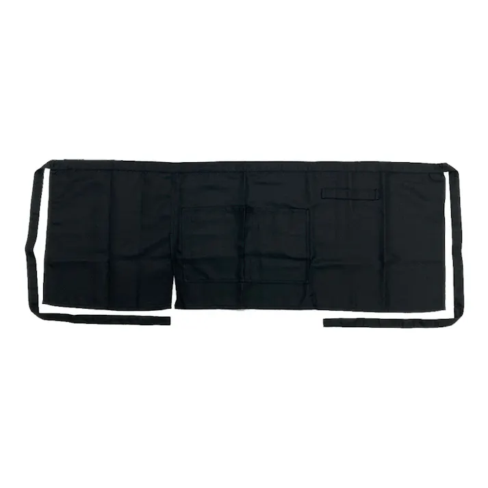 シンプルな腰下エプロン 厚地ツイル ブラック