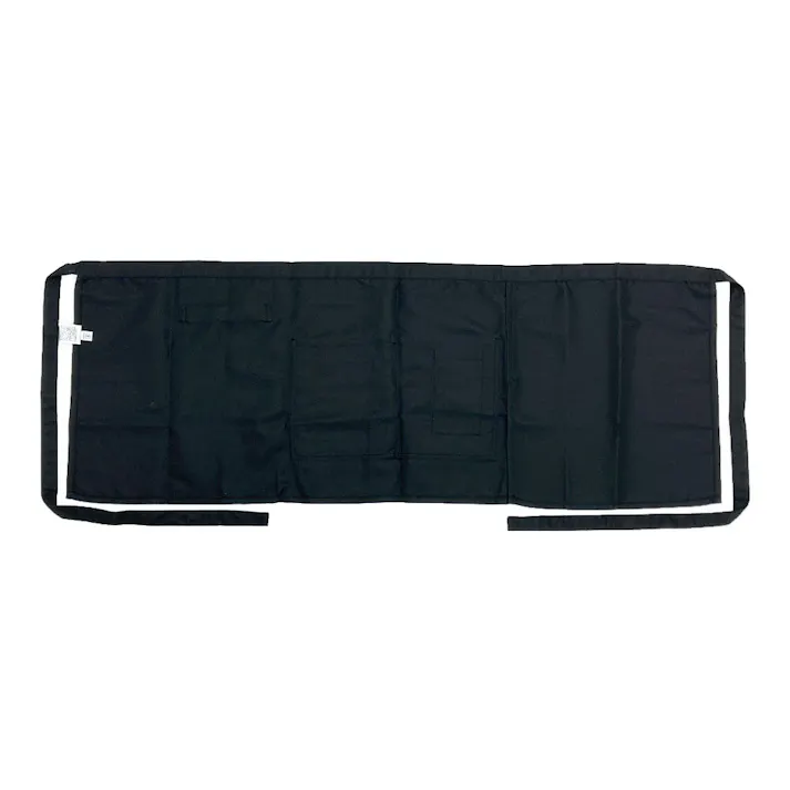 シンプルな腰下エプロン 厚地ツイル ブラック