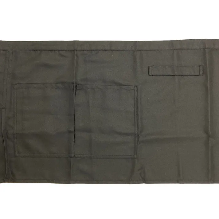 シンプルな腰下エプロン 厚地ツイル ブラック