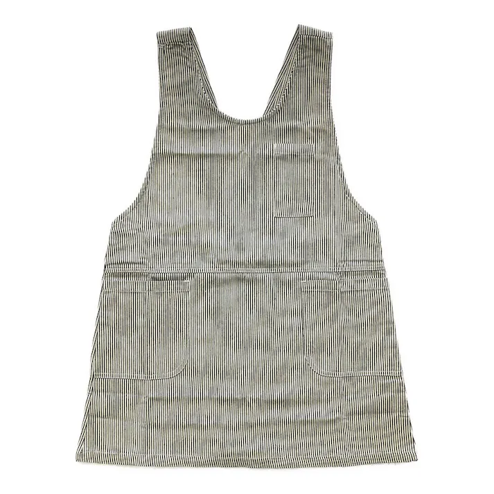 ヒッコリー フリークロスエプロン ホワイト×ネイビー