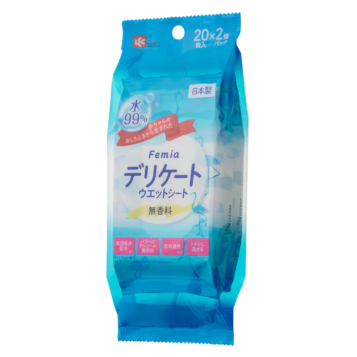 フェムウエット デリケートウェットシート 無香料 20枚×2個パック