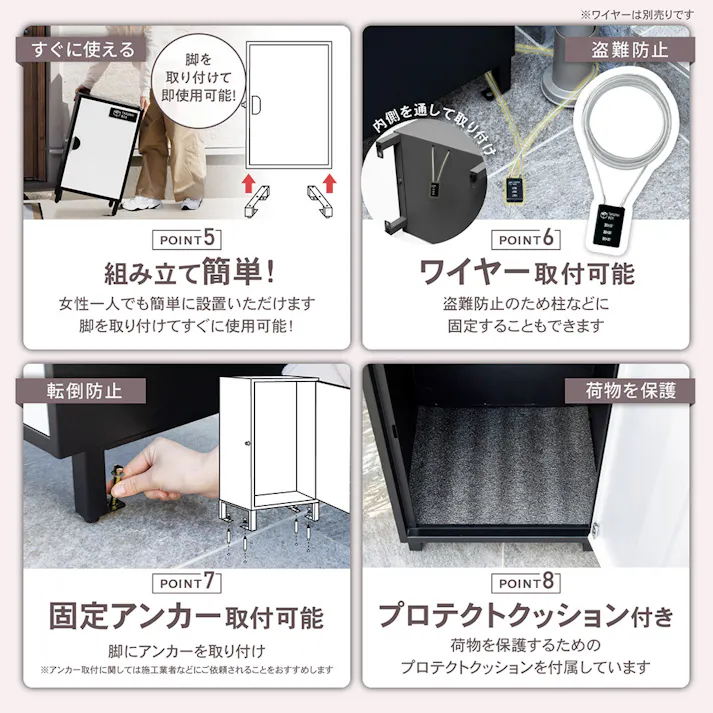 PYKES PEAK 宅配ボックス クレア グレー 幅38cm 高さ64cm 奥行35cm【別送品】