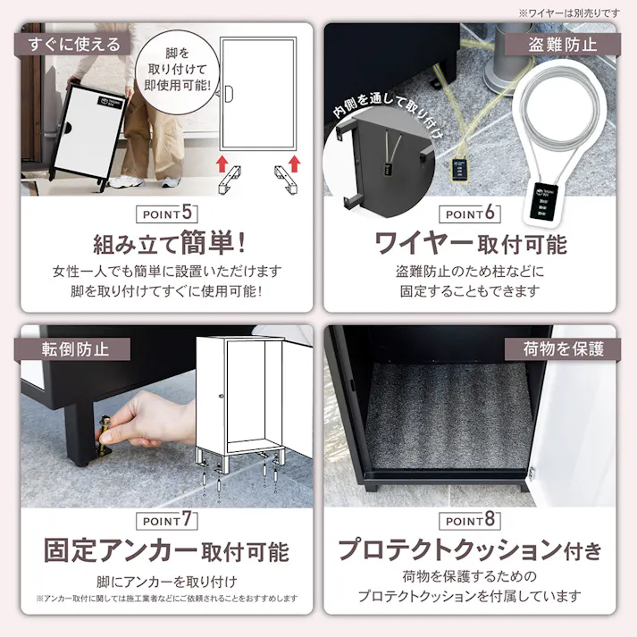 PYKES PEAK 宅配ボックス クレア プルシャンブルー 幅38cm 高さ64cm 奥行35cm【別送品】