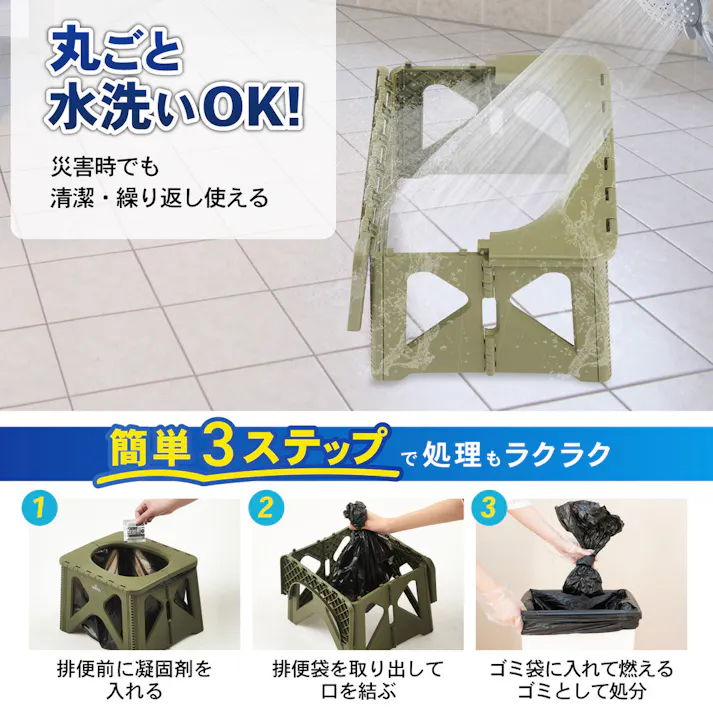 緊急トイレステップツールセット S オリーブ
