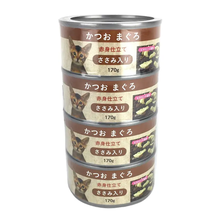 かつおまぐろ赤身仕立てささみ入り 4缶パック(販売終了)