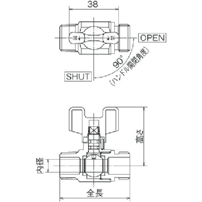 【CAINZ-DASH】オンダ製作所 ＡＥ３型ボールバルブ　Ｒｃ１／２　×　Ｇ１／２ AE3-13M【別送品】