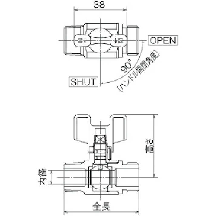 【CAINZ-DASH】オンダ製作所 AE5型ボールバルブ Rc1/2 × Rc1/2 AE5-13M【別送品】