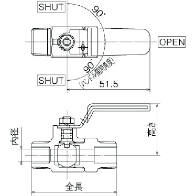【CAINZ-DASH】オンダ製作所 ミニチュアボールバルブＭＲ１型　Ｒ１／４　×　Ｒ１／４ MR1-08【別送品】