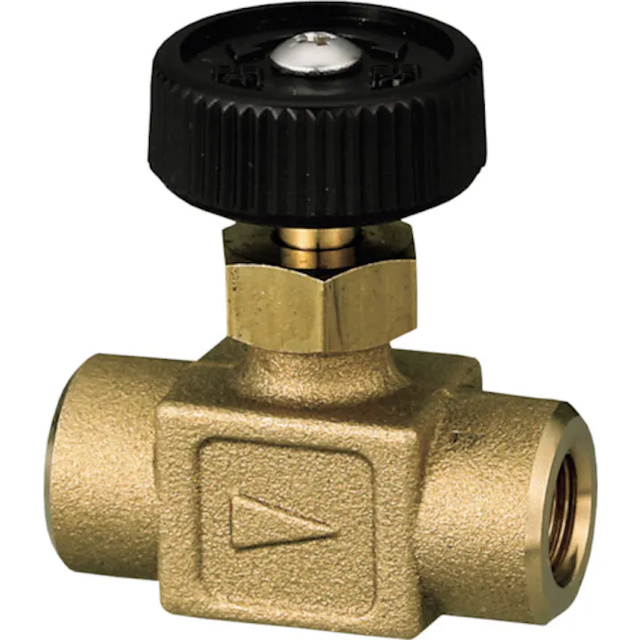 【CAINZ-DASH】オンダ製作所 ストレートミニチュアバルブ Rc1/4×Rc1/4 黄銅ハンドル OMV-960-3【別送品】