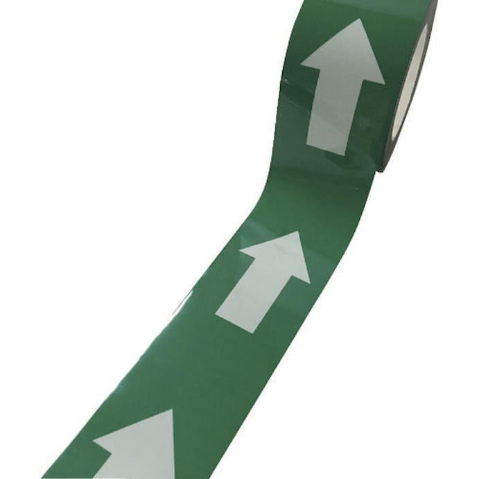【CAINZ-DASH】セーフラン安全用品 耐摩耗標識テープ　７５ｍｍ×２２ｍ　矢印　緑白 11994【別送品】