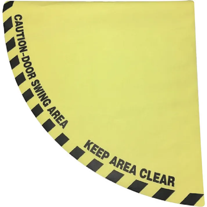 【CAINZ-DASH】セーフラン安全用品 ドア用路面標識ステッカー 半径1200mmの4分の1円扇形 黄 14328【別送品】