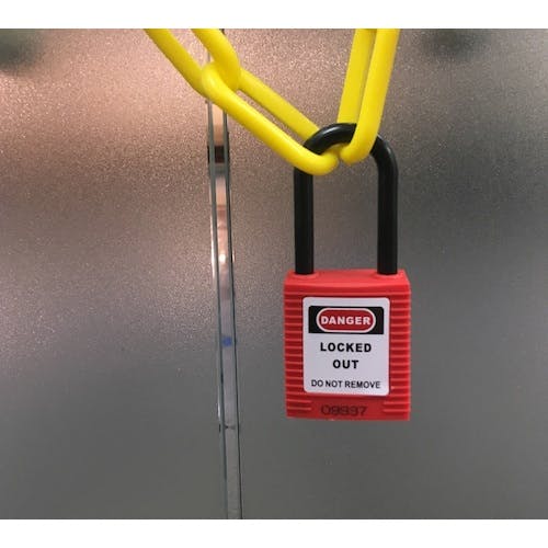 CAINZ-DASH】セーフラン安全用品 ロックアウト用絶縁パドロック 赤 吊