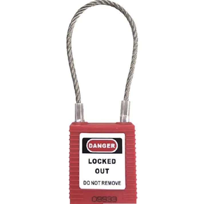 【CAINZ-DASH】セーフラン安全用品 ロックアウト用ケーブルパドロック 赤 14685-1【別送品】