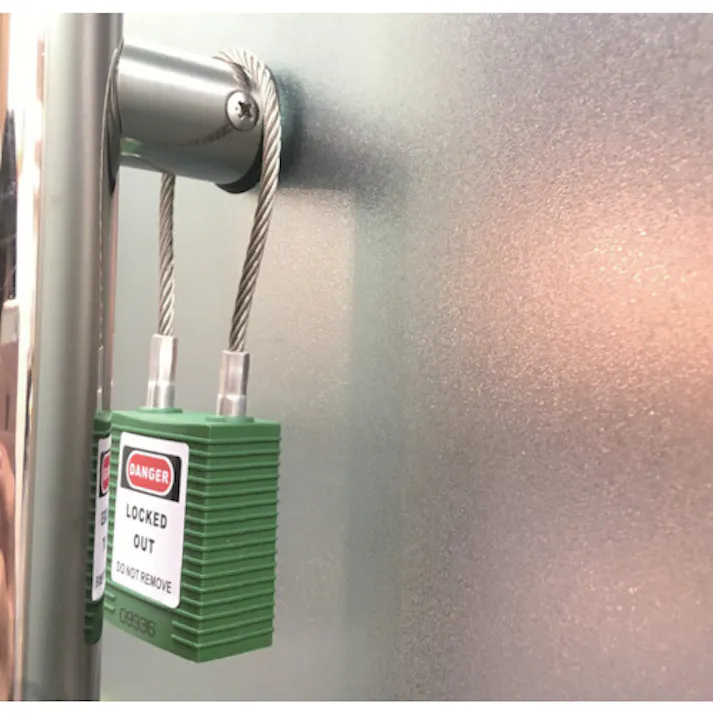 【CAINZ-DASH】セーフラン安全用品 ロックアウト用ケーブルパドロック 緑 14688-1【別送品】