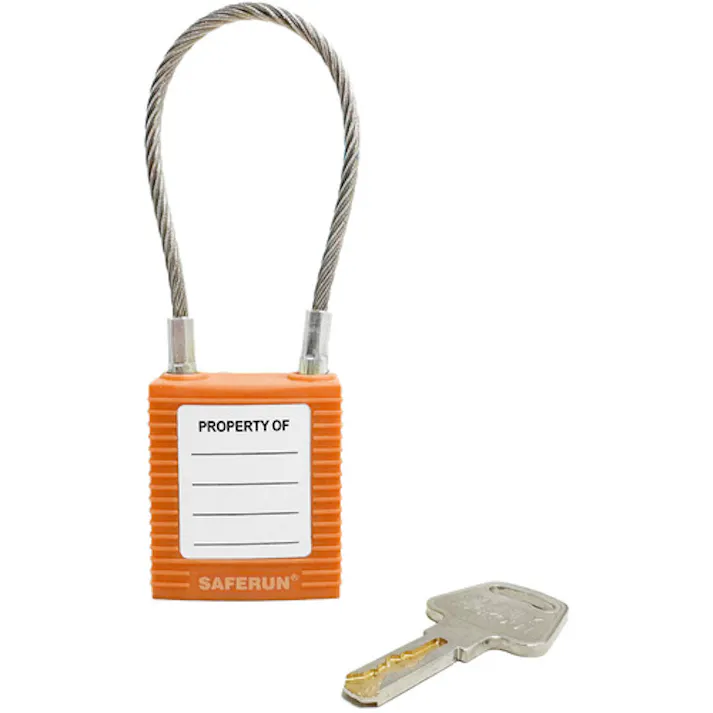 【CAINZ-DASH】セーフラン安全用品 ロックアウト用ケーブルパドロック オレンジ 14690-1【別送品】
