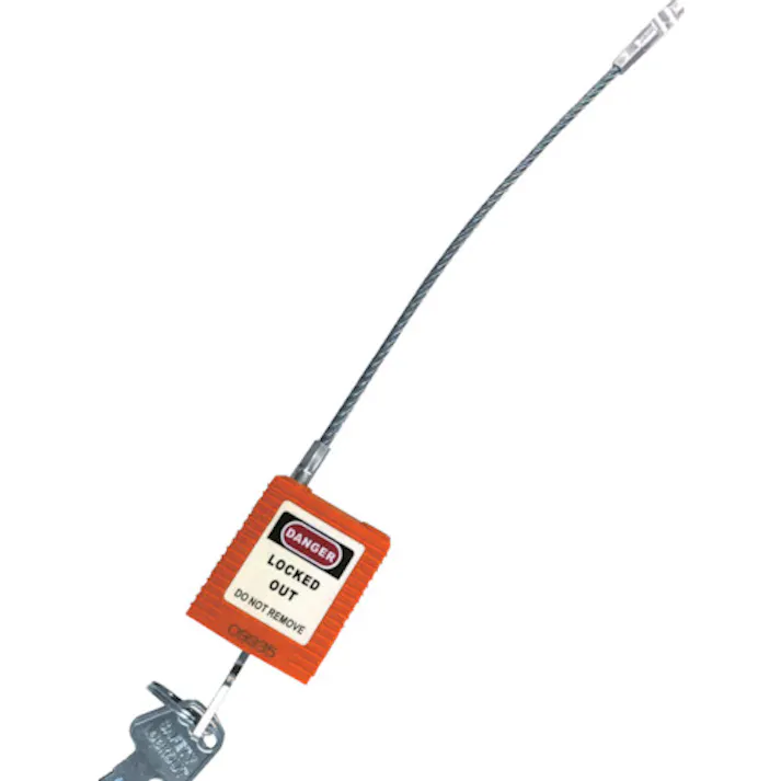 【CAINZ-DASH】セーフラン安全用品 ロックアウト用ケーブルパドロック オレンジ 14690-1【別送品】
