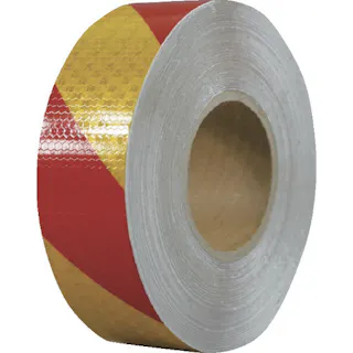 【CAINZ-DASH】セーフラン安全用品 高輝度反射テープ 赤黄 幅50mm×50m 14360【別送品】