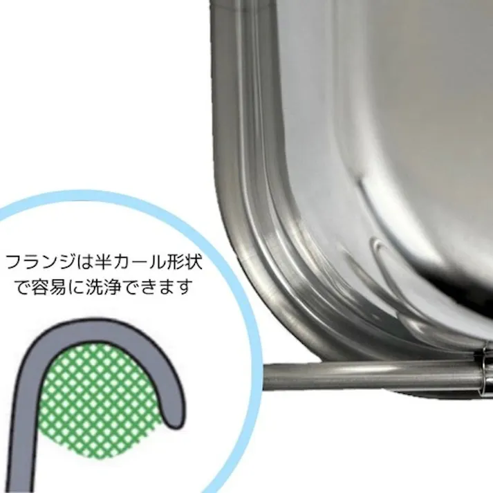 【CAINZ-DASH】スギコ産業 ステンレスバット 18-8給食バット運搬型(積み重ねハンドル付) フランジタイプ:半カール 深さ185mm SH-6038-7F【別送品】