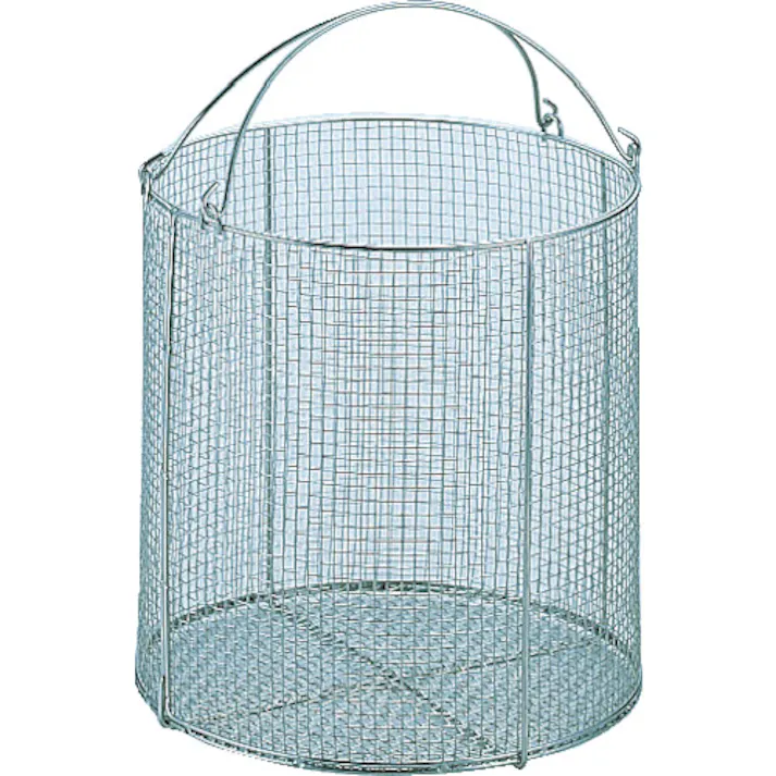 【CAINZ-DASH】サンワ ステンレス丸型洗浄カゴ 中 SM-20【別送品】