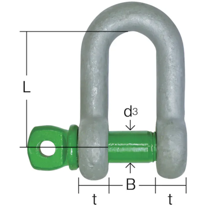 【CAINZ-DASH】大洋製器工業 グリーンピンスタンダードシャックル ストレート・捻込 6.5t(3300063) GPS-6.5T【別送品】