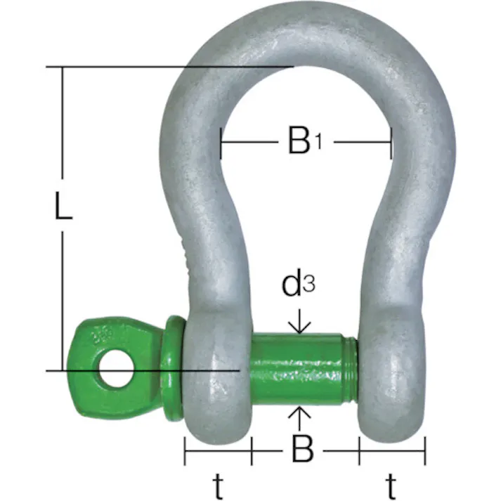 【CAINZ-DASH】大洋製器工業 グリーンピンスタンダードシャックル バウ・捻込 1t(3300292) GPB-1T【別送品】