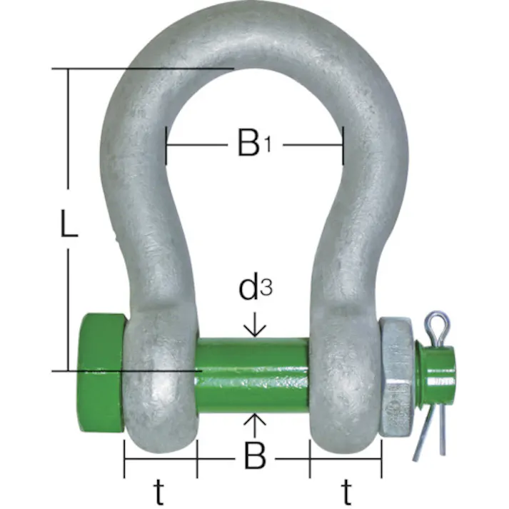 【CAINZ-DASH】大洋製器工業 グリーンピンスタンダードシャックル バウ・ボルトナット 0.5t(3259900) GPBB-0.5T【別送品】
