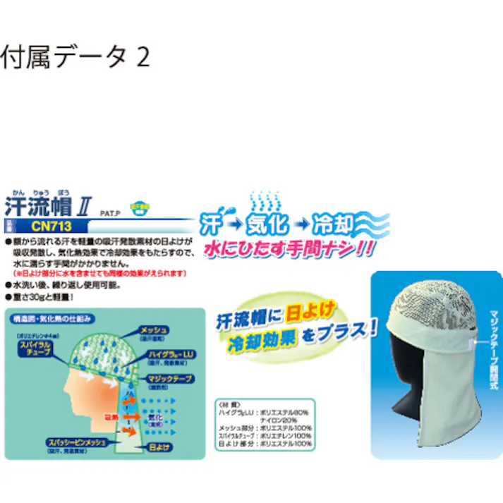 【CAINZ-DASH】つくし工房 汗流帽II CN713【別送品】