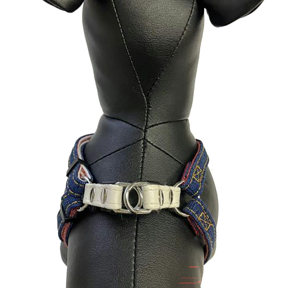 デニムストライプKハーネス SS ダークブルー | ペット用品（犬） 通販