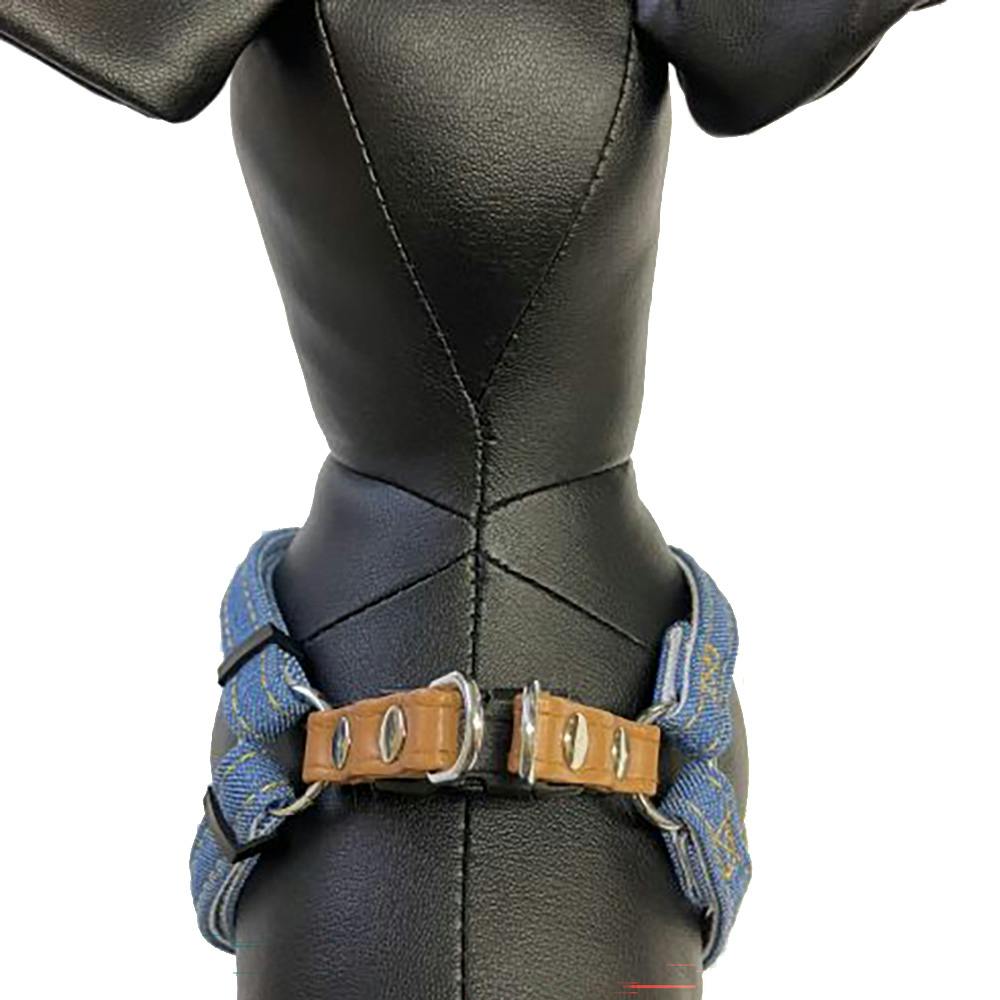 デニムストライプKハーネス M ライトブルー | ペット用品（犬） 通販