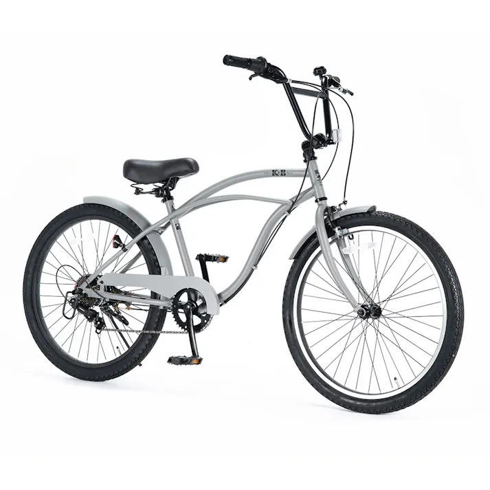 【自転車】エムプランニング ビーチクルーザー YM25 KB 24インチ 外装6段 マットグレー