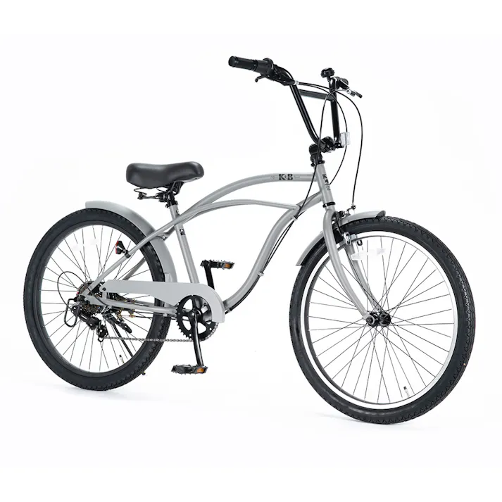 【自転車】エムプランニング ビーチクルーザー YM25 KB 24インチ 外装6段 マットグレー