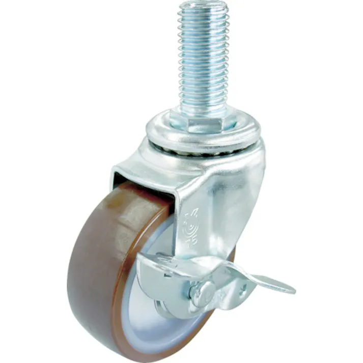 【CAINZ-DASH】ユーエイ キャスター事業部 ねじ込み式 自在 キャスター ウレタン 車輪径50mm ストッパー付き Sタイプ ST-S型 ネジ寸法W3/4×40山数10 ST-50URS-W3/4-40【別送品】
