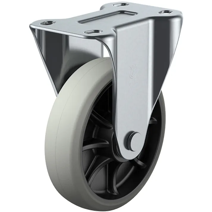 【CAINZ-DASH】ユーエイ キャスター事業部 プレート式 固定 キャスター ウレタン 車輪径150mm PMタイプ PMR型 取付寸法112×50(100×56) PMR-150GUB【別送品】