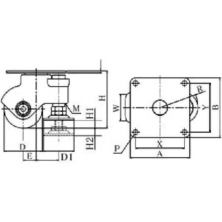 【CAINZ-DASH】ユーエイ キャスター事業部 プレート式 自在 キャスター 黒ナイロン 車輪径75mm AFタイプ SPLG型 取付寸法75×75 SPLG-75BN-AJ【別送品】