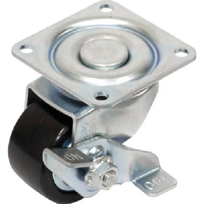 【CAINZ-DASH】ユーエイ キャスター事業部 プレート式 自在 低床キャスター 強化ナイロン 車輪径65mm ストッパー付き Hタイプ HG-S型 取付寸法71×71 HG-65GNBS【別送品】