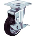 【CAINZ-DASH】ユーエイ　キャスター事業部 プレート式　自在　キャスター　ゴム　車輪径７５ｍｍ　ストッパー付き　Ｊタイプ　Ｊ－Ｓ型　取付寸法６３×６３ WJ-75S【別送品】