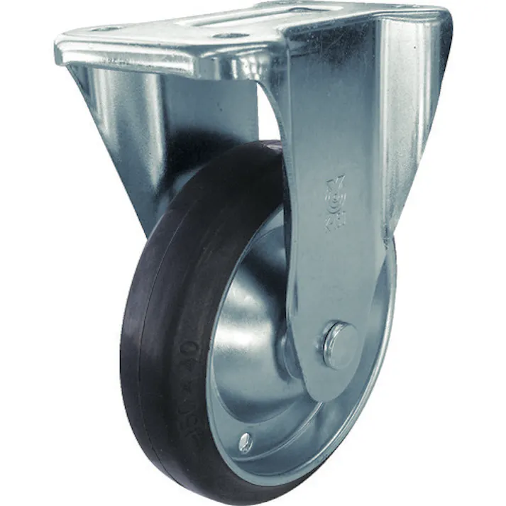 【CAINZ-DASH】ユーエイ キャスター事業部 プレート式 固定 キャスター ゴム 車輪径100mm PMタイプ PMR型 取付寸法80×45 PMR-100WB【別送品】