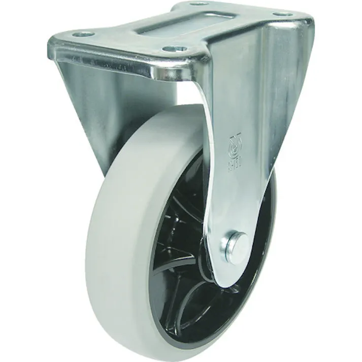 【CAINZ-DASH】ユーエイ キャスター事業部 プレート式 固定 キャスター ウレタン 車輪径100mm PMタイプ PMR型 取付寸法80×45 PMR-100GUB【別送品】