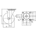 【CAINZ-DASH】ユーエイ　キャスター事業部 プレート式　自在　キャスター　ウレタン　車輪径１００ｍｍ　　ＰＭタイプ　ＰＭＳ型　取付寸法７４×７４（６７×６７） PMS-100GUB【別送品】