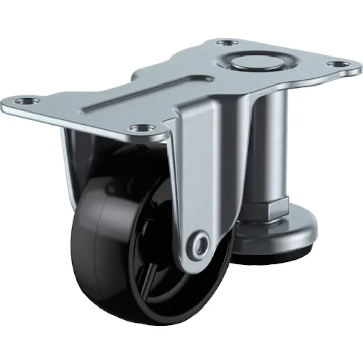 【CAINZ-DASH】ユーエイ キャスター事業部 プレート式 固定 アジャスター付キャスター 黒ナイロン 車輪径50mm Eタイプ ER-AF型 取付寸法56×28 ER-50BN-AF【別送品】