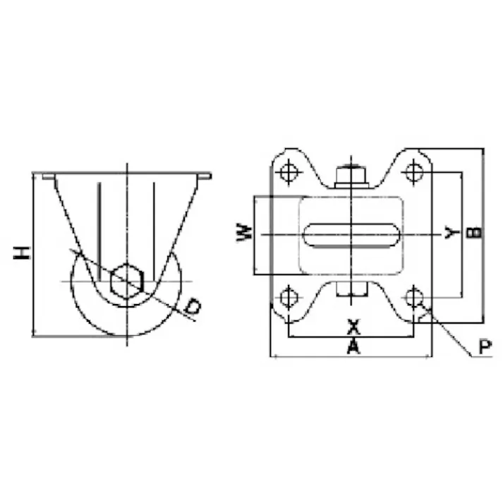 【CAINZ-DASH】ユーエイ キャスター事業部 プレート式 固定 低床キャスター モノマーキャストナイロン 車輪径65mm Hタイプ UHR型 取付寸法78×78 UHR-65MC【別送品】