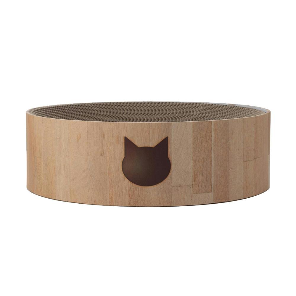 猫壱 バリバリボウル ライトブラウン 猫柄 40×40×12cm | ペット用品