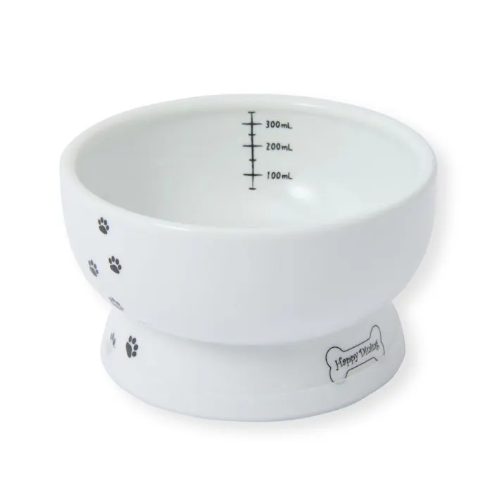 猫壱 ハッピーダイニング 脚付ウォーターボウル レギュラー すべり止めシリコン付き 犬柄 犬用