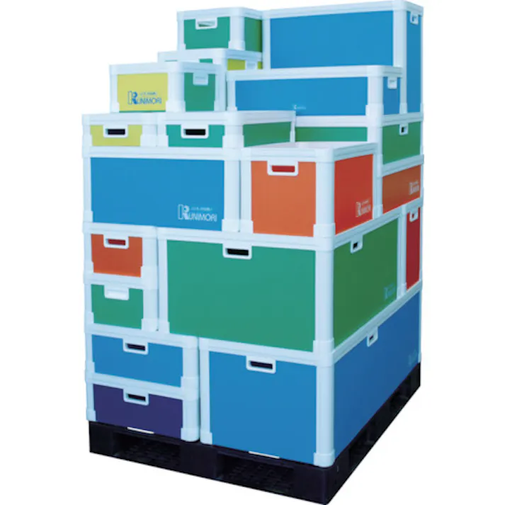 【CAINZ-DASH】国盛化学 プラダン折畳み FNSコンテナ 50L(SWコーナー)ライトグ 79301-FNS50L-LG【別送品】