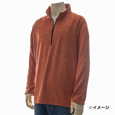 ブロックフリースハーフジップシャツ 杢オレンジ M