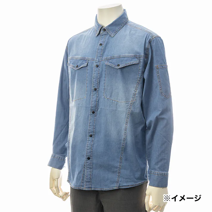 ストレッチデニムシャツ ブルー M