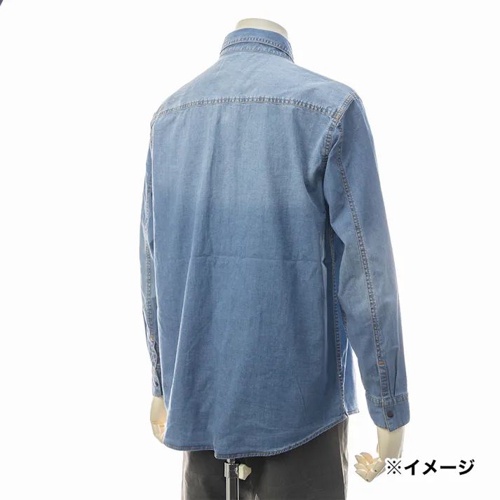 ストレッチデニムシャツ ブルー M