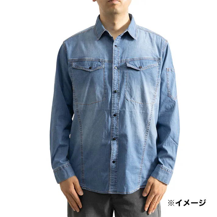 ストレッチデニムシャツ ブルー M