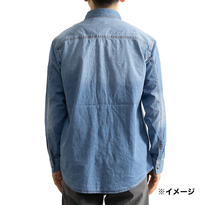 ストレッチデニムシャツ ブルー M