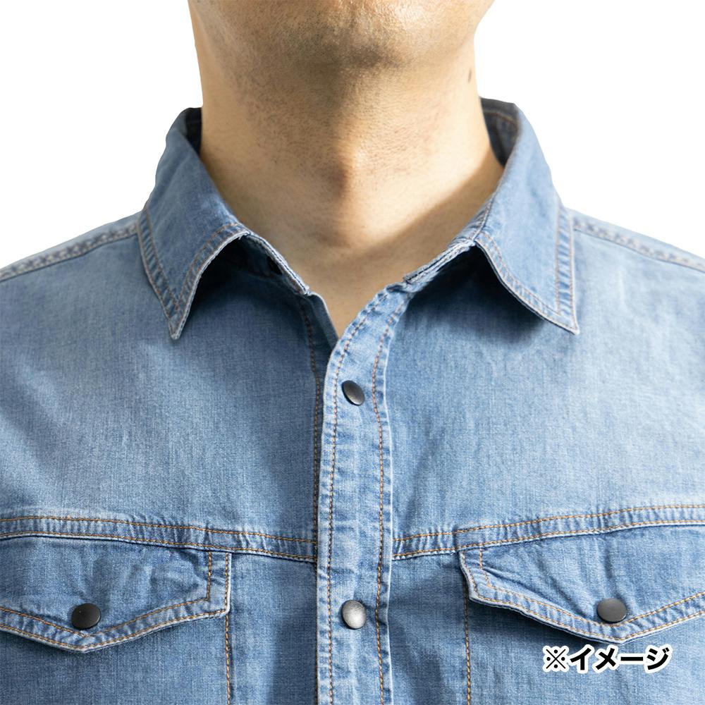 ①AKM★デニムストレッチ長袖シャツ　定価約7万円カラーブルー